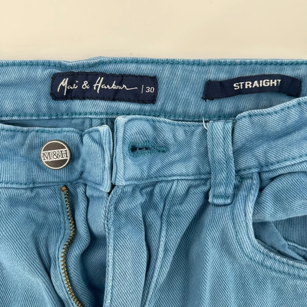 Mast & Harbour Jeans Womens 30 Blue Denim High Rise Straight Fit‎ 5-Pockets Logo